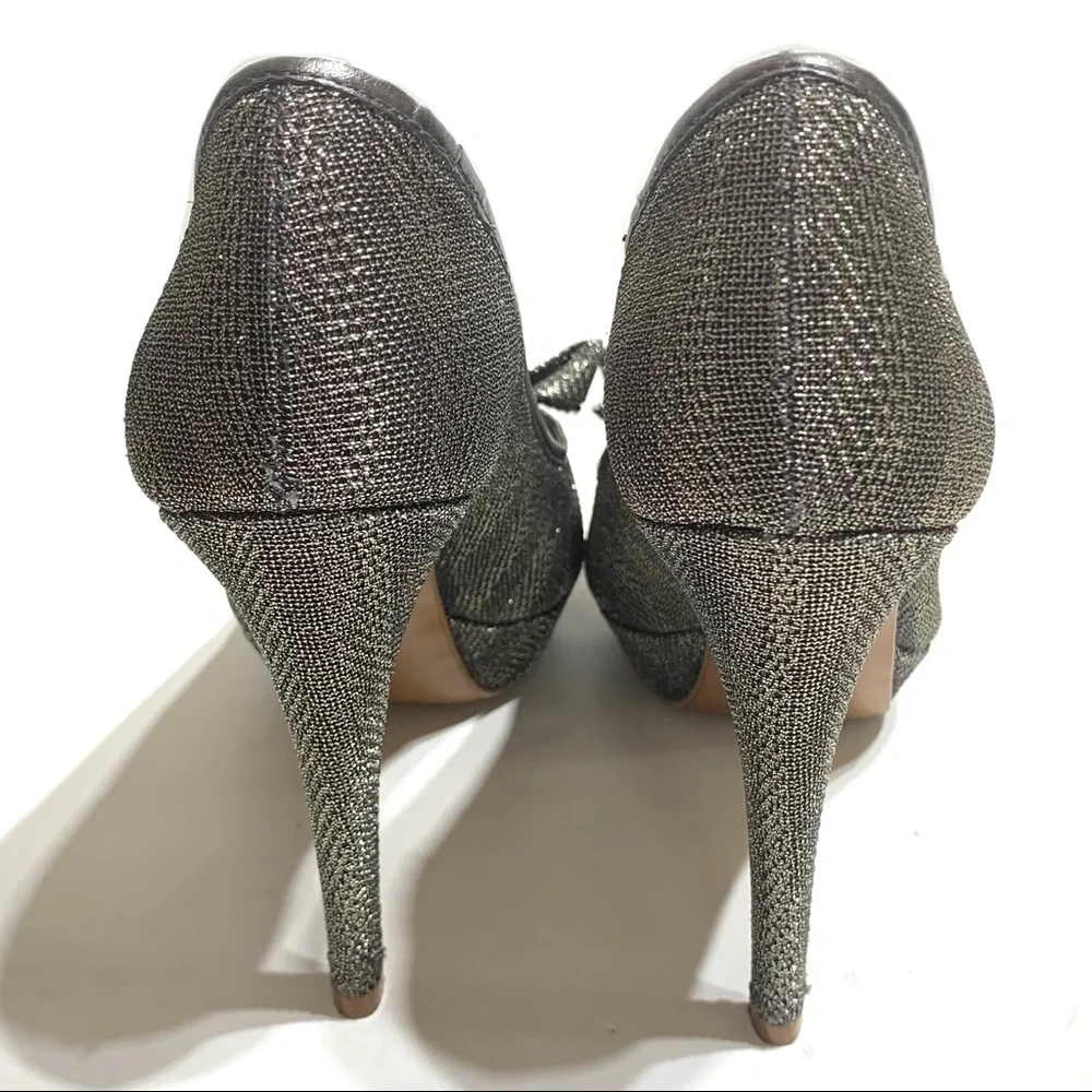 EUC Zara Charcoal Gray Metallic Textured Evening Heels Sz EUR 37 - Picture 7 of 12